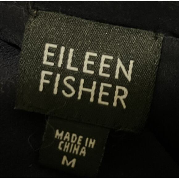 EILEEN FISHER Silk Quilted Jacket •M• Asian Knotted Button-Front Blue Blazer - Picture 6 of 6